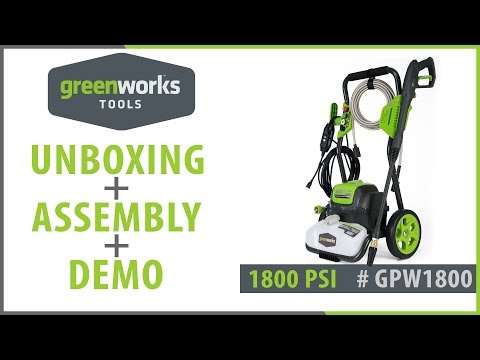 Unboxing, Assembly, and Demo of the Greenworks 1,800-PSI Electric Pressure Washer. Review!. #GPW1800