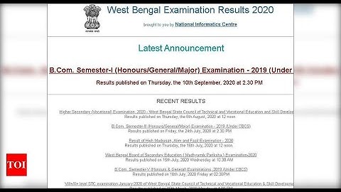 Calcutta University B.Com. Semester-I results 2020 released - Times of India