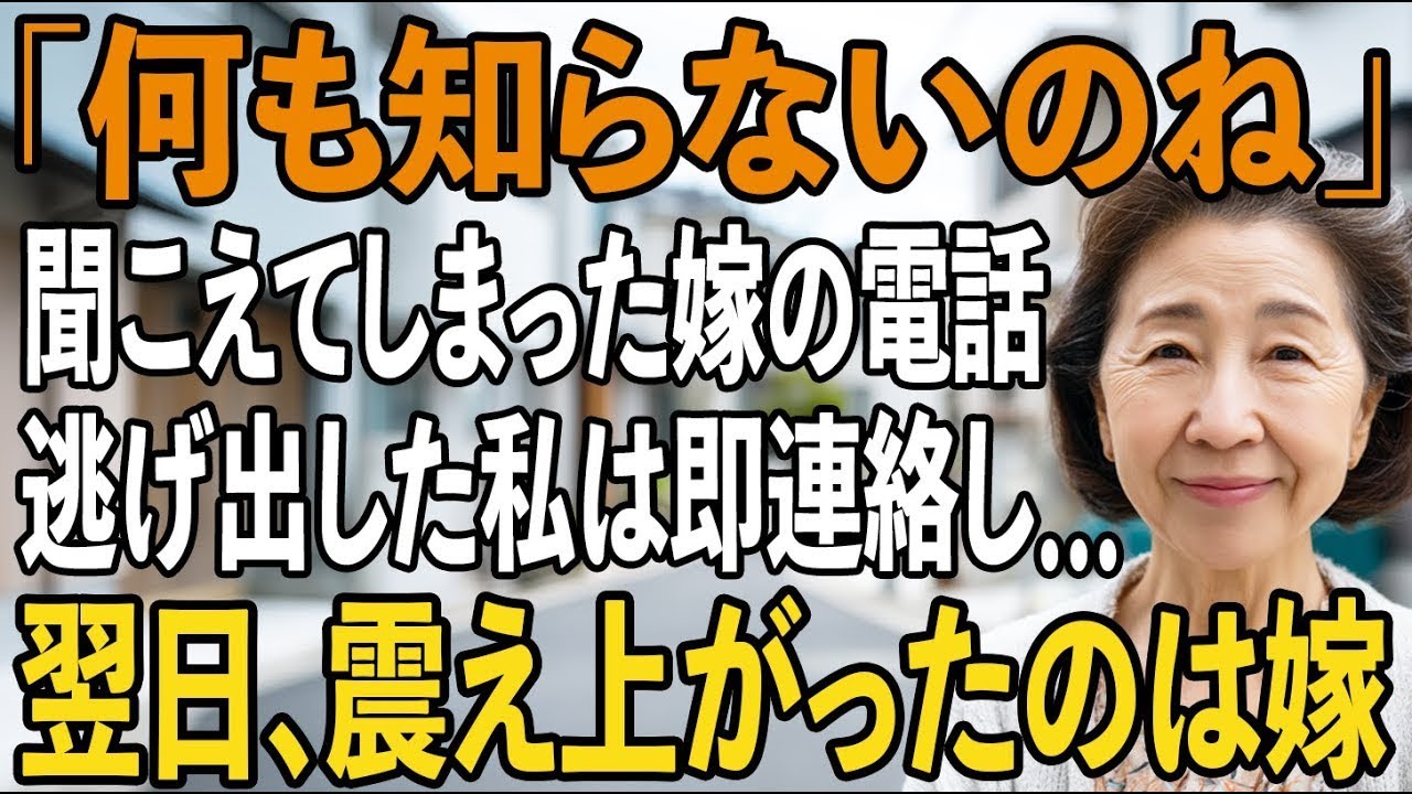 「お義母さんは何が起きるか知らないわね…」息子夫婦の家で偶然聞いてしまった電話、恐ろしい計画に逃げ出した私は即弁護士へ連絡→翌日、嫁は真っ青で…【シニアライフ】【60代以上の方へ】