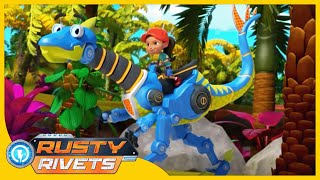 Ruby & Stegobot Rescues Spike from Rock Pile +MORE | Rusty Rivets  2H Compilation｜Cartoons for Kids