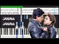 ♫ Janam Janam (Dilwale) Arijit Singh & SRK || Piano Tutorial + Music Sheet + MIDI with Lyrics