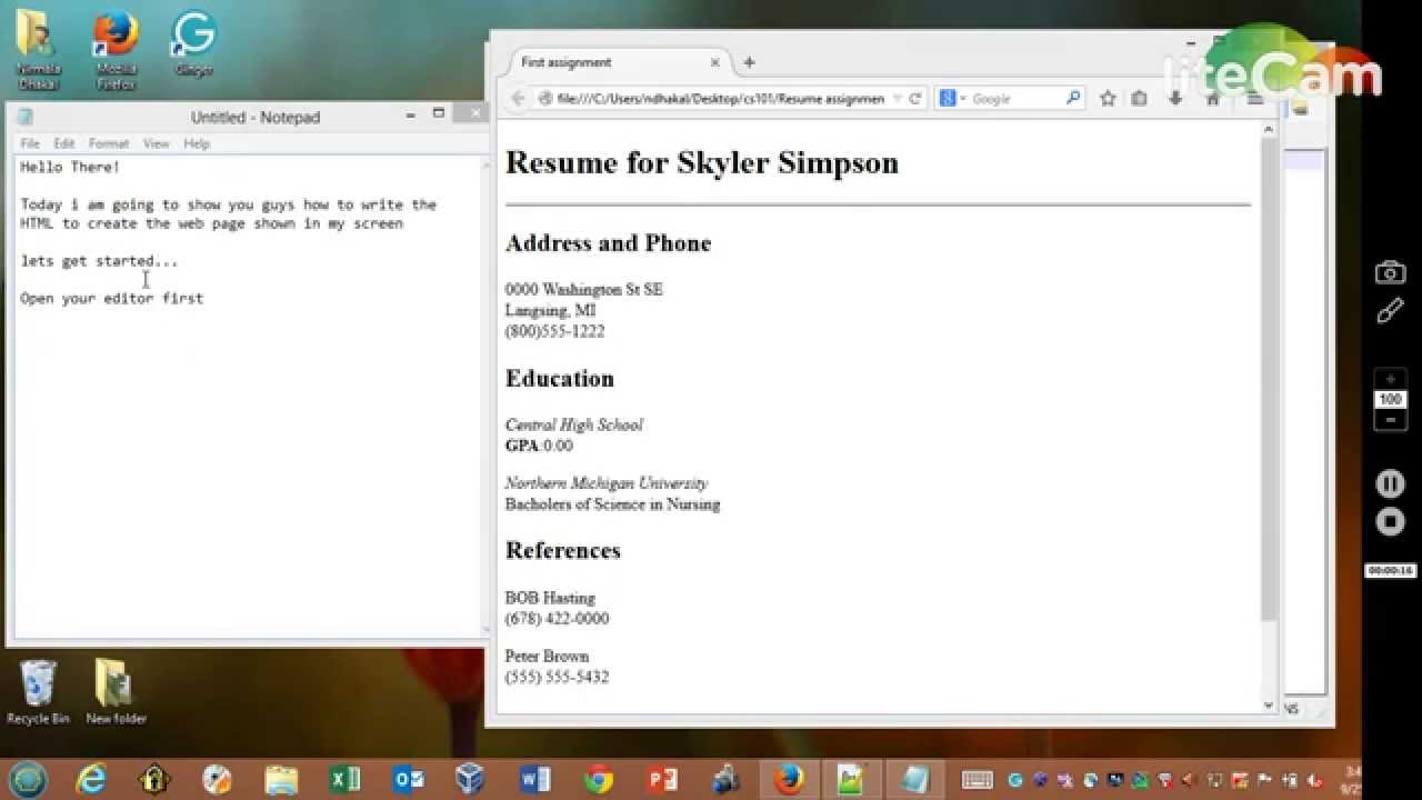 How to make a resume using notepad