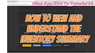 BIMS App How To Tutorial 34: How to View and Understand the Inventory Summary