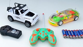 3D lighting transparent RC car and off road RC Jeep unboxing in testing