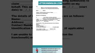 Authorization Letter to Claim - Sample Letter of Authorization to Claim