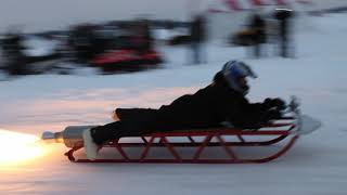 Captain Courage on a Rocket Powered Sled