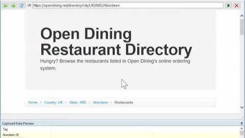 Multi level Category Scraping demo | opendining.net | WebHarvy