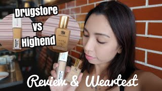 SPLIT FACE WEAR TEST MAYBELLINE SUPERSTAY VS ESTEE LAUDER DOUBLE WEAR | Brighter, Darling