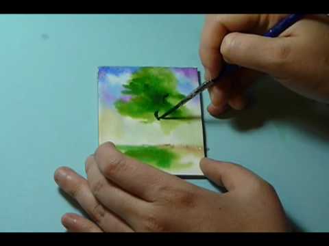 "Watercolor Tree" - Dana Lynn Driscoll Demo using Crescent Artists Trading Cards - Watercolor Board
