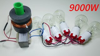 How to Make Free Energy Electricity 240V 9000W Power Generator Used Magnet Copper Wire Light Bulb