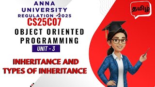 Inheritance and types of inheritance in C++ in Object Oriented Programming Tamil | CS25C07 | OOP .