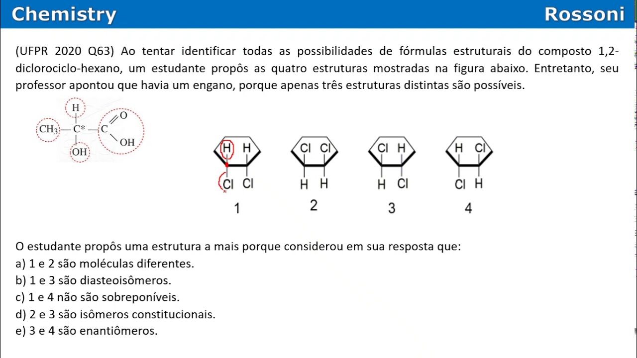UFPR 2020-1 Q63 - Composto meso ou mesocomposto