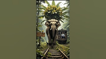 A elephant plants a banana tree on the railway track  #ai #elephant #tree