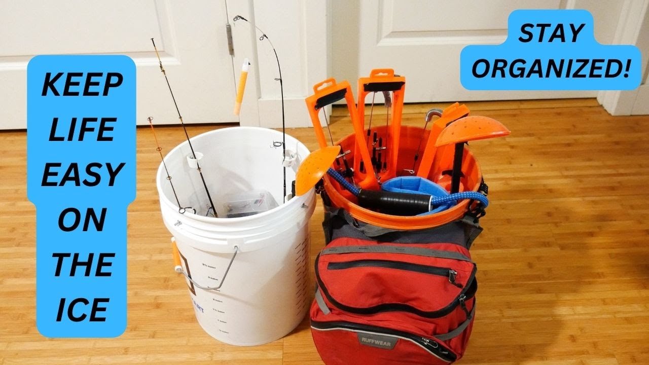 Ice Fishing Bucket Organization : How I Bring Rods, Tipups, and ...
