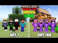 We survived 100 days on a survival island in minecraft hardcore  4 player 100 days