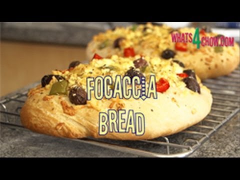 Focaccia Bread - Italian Bread with Olives, Peppers, Feta and Garlic - Learn to make Focaccia