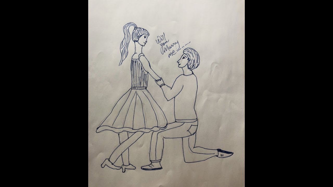 Propose Day Boy And Girl Pencil Sketch Drawing Tutorial