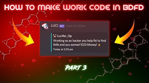 HOW TO MAKE WORK CODE IN BDFD PART 3 || EASY ||
