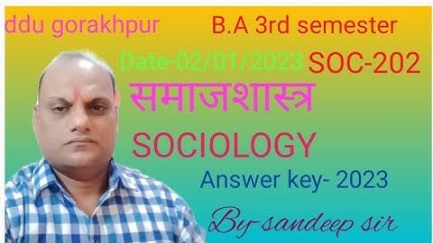 |DDU GORAKHPUR,B.A 3rd semester| sociology soc-202  answer key-2023|