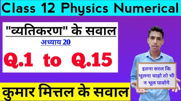 Class 12 Physics Interference numerical of Kumar Mittal book of Chapter 20 from Q.1 to Q.15 in Hindi