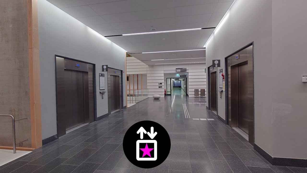 Nudge mode test! 4x 2014 OTIS Gen2 MRL-Traction Elevators @ Nya Karolinska Hospital, Solna, Sweden!