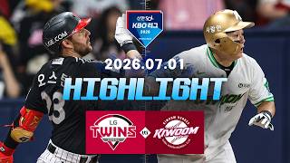 [LG트윈스 vs 키움히어로즈] 7.1(수) 야구 하이라이트｜2026 KBO 리그｜KBO X TVING