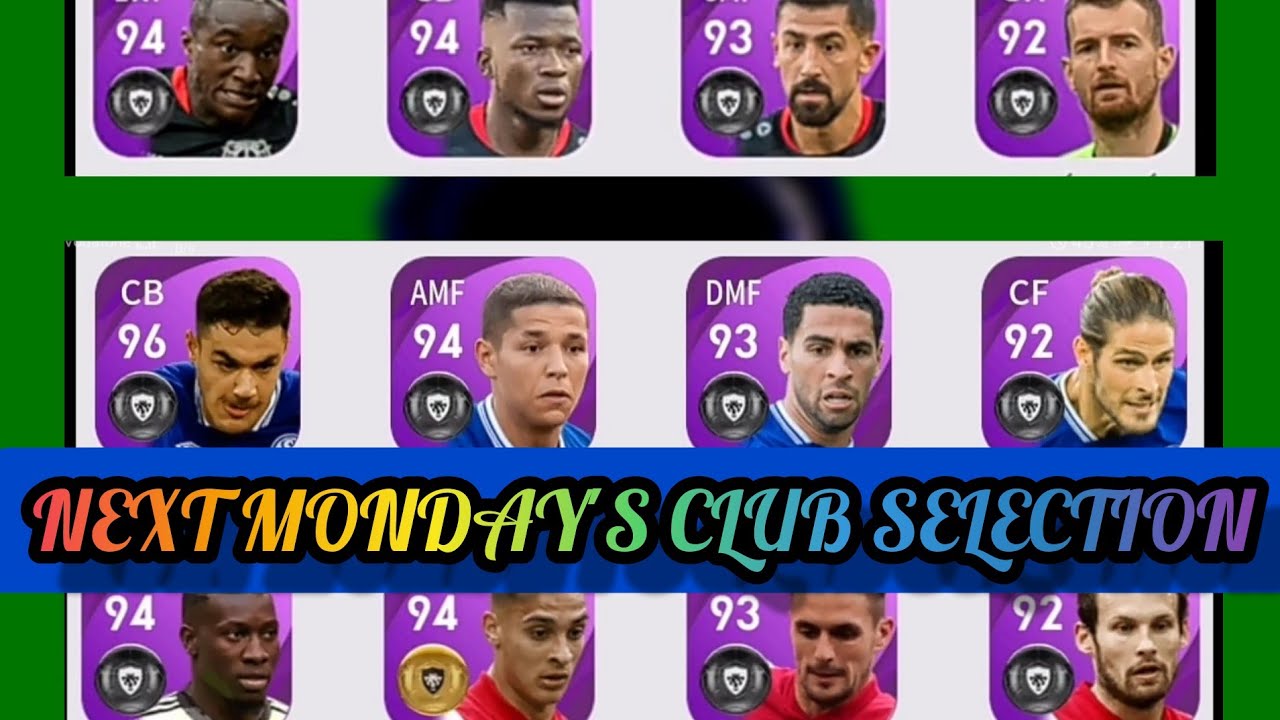 NEXT MONDAY'S CLUB SELECTION