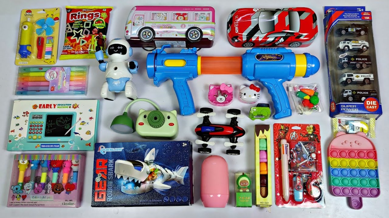 Ultimate Collection of Toys😱Running Shark, 1200 Rs Gun, Robot Sharpener, Geometry box, Table lamp🥰😍