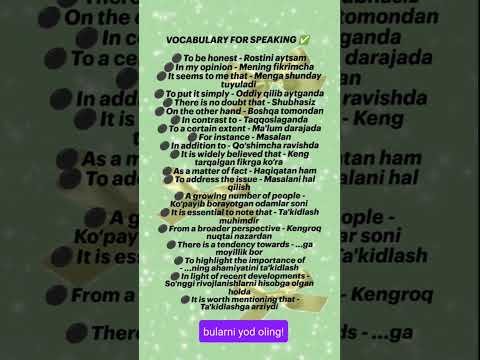 shularni yod oling va speakingdan 7.0+ oling #ieltsvocabularyenglish #behruzchik