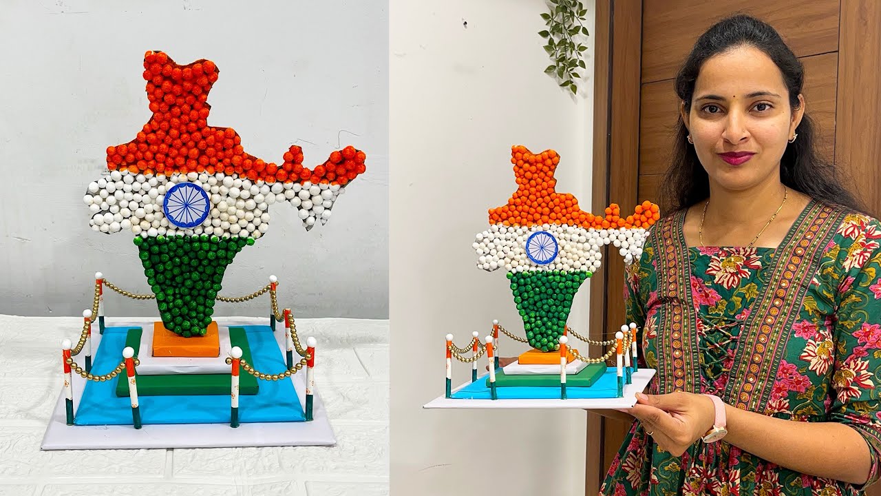 IINDIAN map craft ideas | Republic day craft ideas for school project | Tricolor Craft ideas #diy