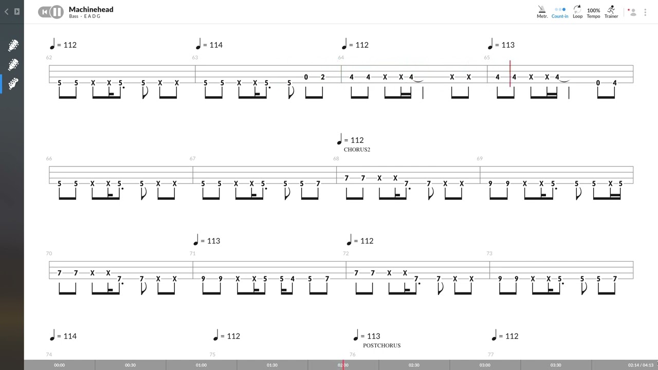 Bush - Machine Head (BASS TAB PLAY ALONG)