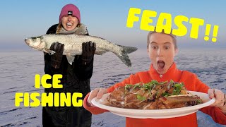 Ice fishing in China's COLDEST region!! I ate like a QUEEN!