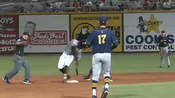 Jimenez knocks his second double to right for Barons