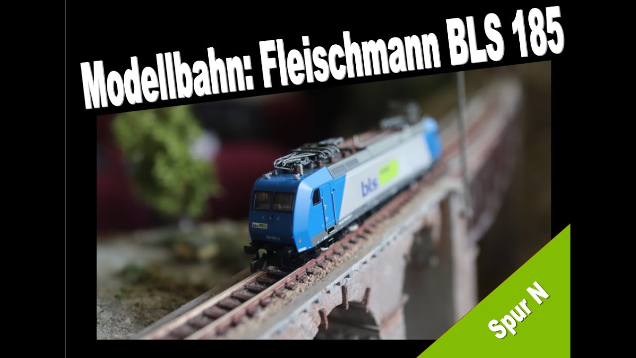 Fleischmann BLS 185. Mietlok ANGEL TRAINS CARGO. Modelleisenbahn Spur N Baltschiederviadukt.