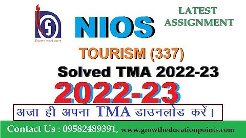 Nios 12th class Tourism 337 Solved Assignment 2022-23 pdf