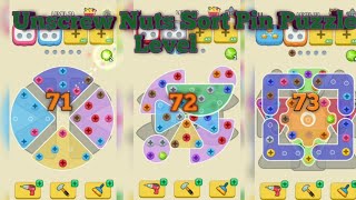 Unscrew Nuts Sort Pin Puzzle Game Play Level 71-72-73 Completely #games #gaming #puzzle