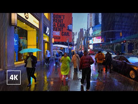 New York, Hoa Kỳ | Midtown Manhattan NYC | Tour Đi Bộ Dưới Mưa 4K