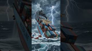 Maersk line Cargo Ship rough ocean,#shorts