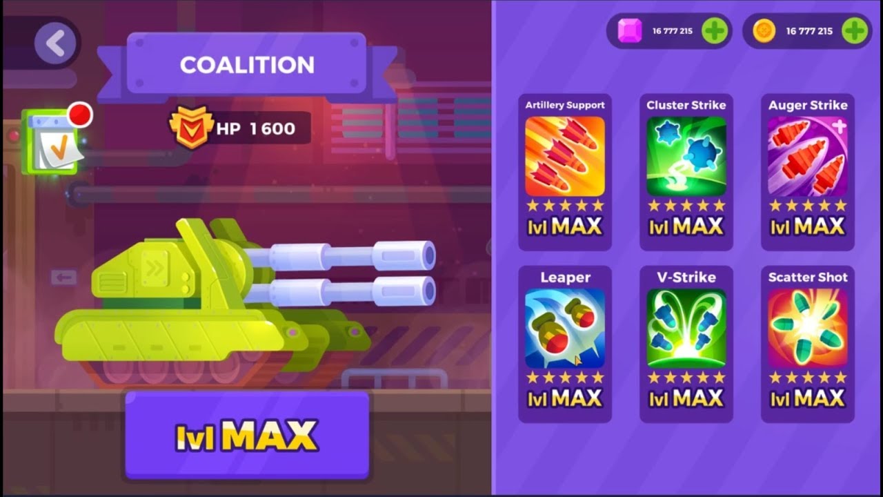 Tank Stars - lvl MAX COALITION - Gameplay Walkthrough part 4 - (iOS & Android)