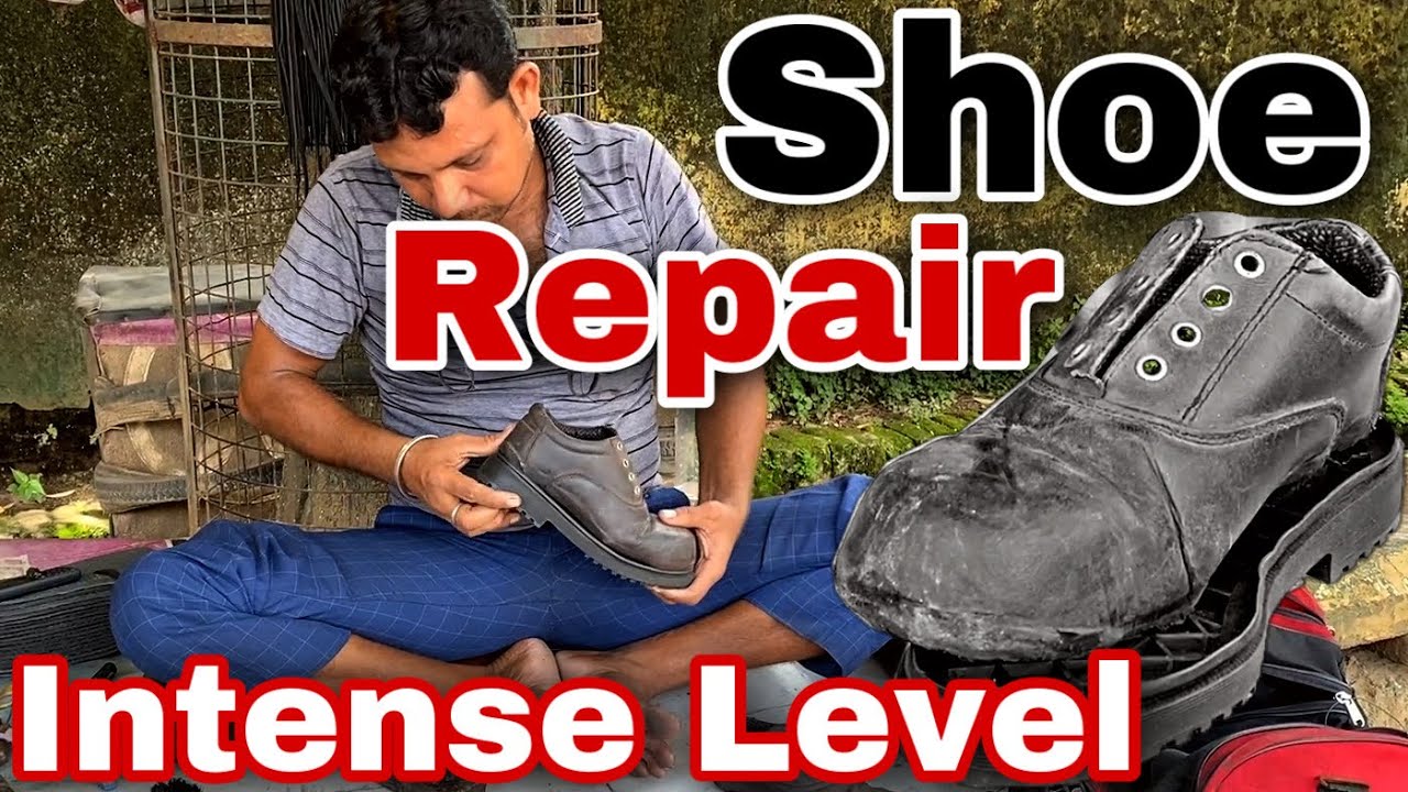 Intense Level Shoe Repair and Black Hard shoe polish ASMR Indian
