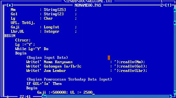 Program Untuk Menginputkan Gaji Karyawan Menggunakan Turbo Pascal
