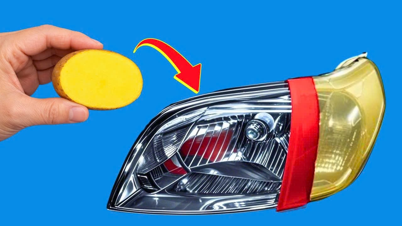 Восстановите старые фары до состояния новых за 5 минут с помощью картошки😱 | Удивительно умно