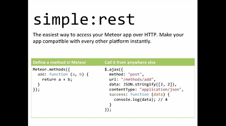 Sashko Stubailo: Add an HTTP API to your Meteor app with simple:rest -- Devshop SF April 2015