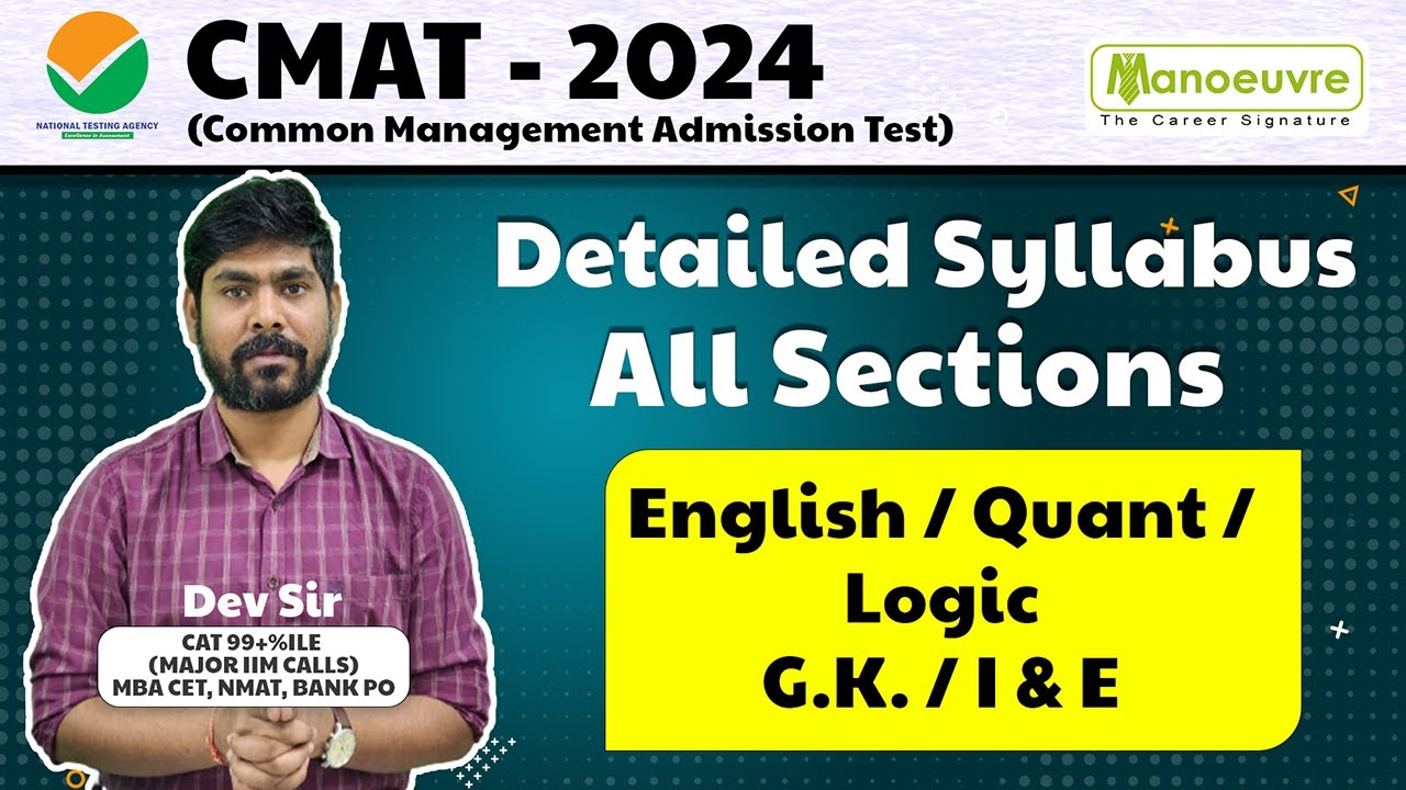 CMAT 2024 Detailed Syllabus English Quant Logic GK