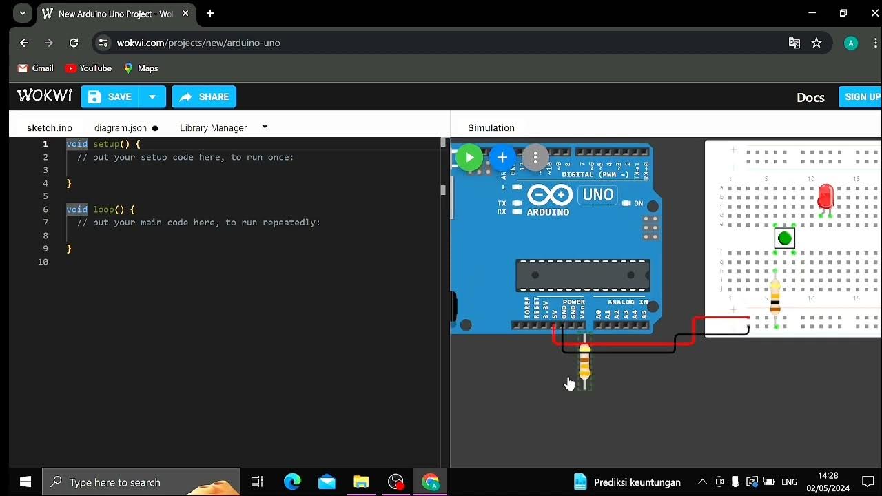 Membuat program Adruino Uno yang menghasilkan output digital High and ...