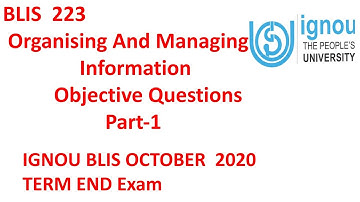 BLIS -MCQ- 223 Organising and Managing information Part-1