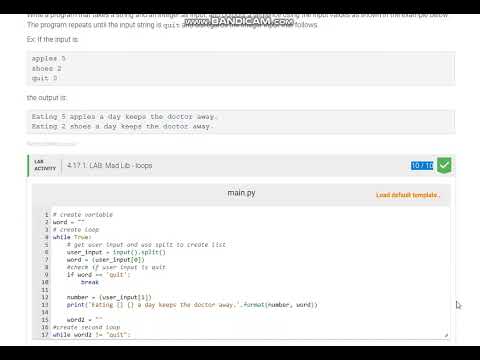 Python  Lab Mad Lib - loops