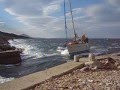 Narrow passage and strong winds in Privlaka Mali Lošinj, Croatia