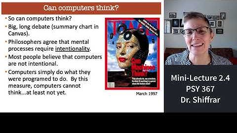 367 Lecture 2.4 Can Computers Think?
