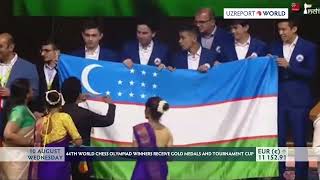 44TH WORLD CHESS OLYMPIAD WINNERS RECEIVE GOLD MEDALS AND TOURNAMENT CUP